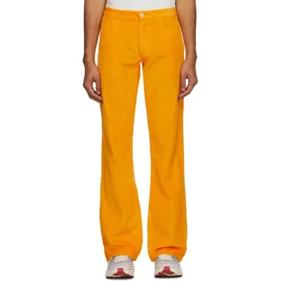 Erl Mid-rise Corduroy Flared Trousers In Orange