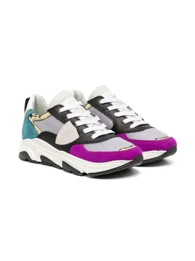 Philippe Model Kids' Colour-block Panel Sneakers In Grey