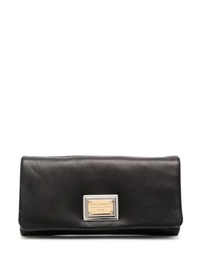 Dolce & Gabbana Logo-plaque Flap Wallet In Black