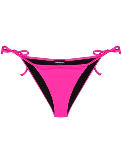 Dsquared2 Logo Print Bikini Bottoms In Pink