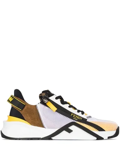 Fendi Multicoloured Flow Low Top Sneakers In White