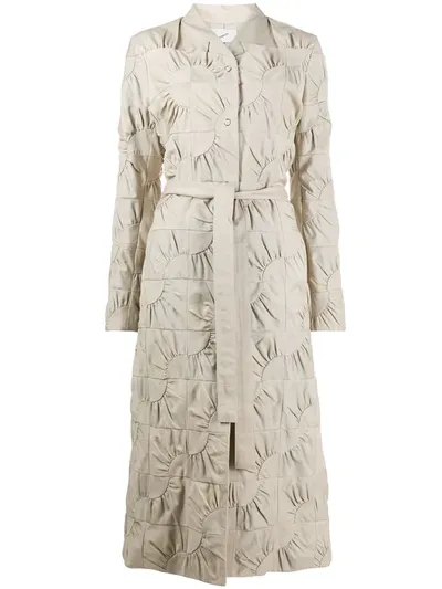 Coperni Patchwork Embroidered Trench Coat In Neutrals