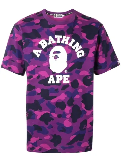 A Bathing Ape Colour Camo College Short Sleeved T-shirt In Pink