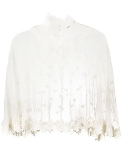 Rabanne Sheer Lace Capelet In Neutrals