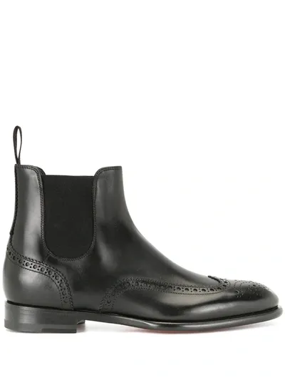 Santoni Brogue-style Chelsea Boots In Black