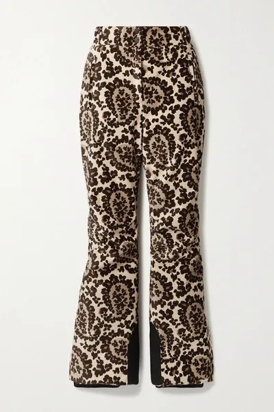 Fendi Printed Velvet Bootcut Ski Pants In Beige