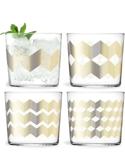 Lsa International Chevron Tumblers (set Of 4) In Gold