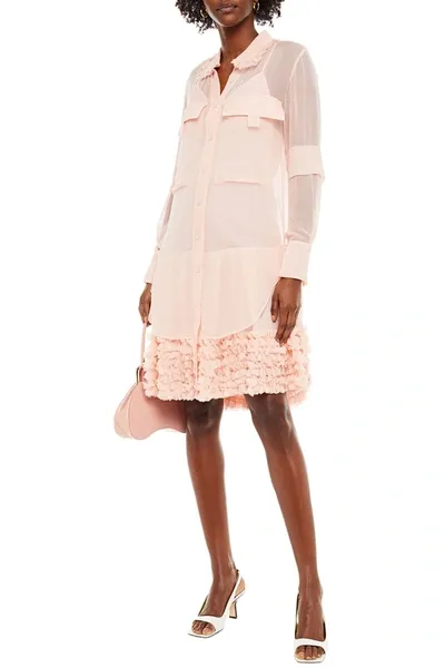 Lee Mathews Kitty Layered Ruffled Silk-chiffon Dress In Pink