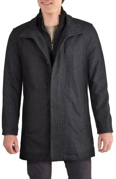 Cole Haan Signature Melton Wool Blend Topcoat In Charcoal