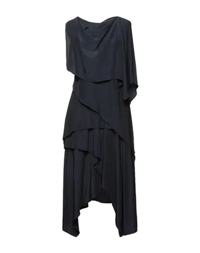 Jw Anderson Asymmetric Layered Satin Midi Dress In Midnight Blue