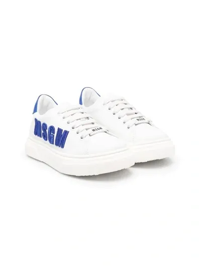 Msgm Teen Logo-embroidered Low-top Sneakers In Unico