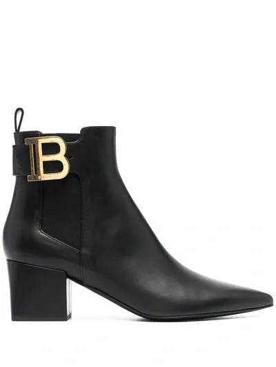 Balmain Black Salomé Leather Ankle Boots