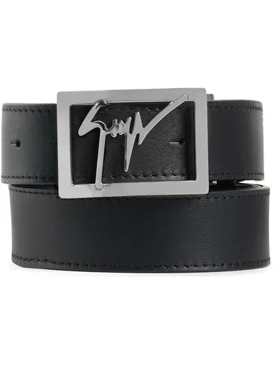 Giuseppe Zanotti Square Logo Buckle Belt In Black