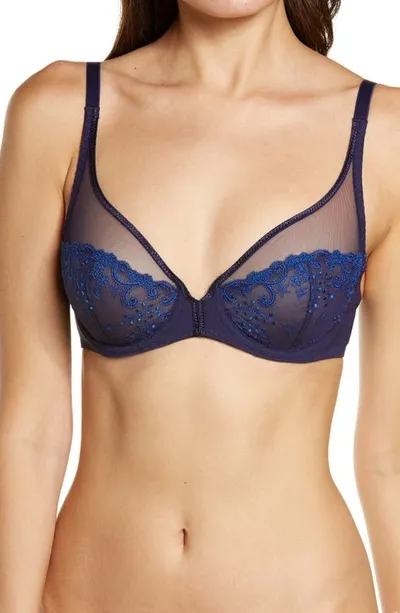 Simone Perele Delice Sheer Plunge Underwire Bra In Midnight