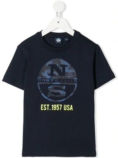 North Sails Kids' Logo-print Cotton T-shirt In Blue