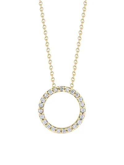 Roberto Coin 18k Yellow Gold Tiny Treasures Extra Small Diamond Circle Pendant Necklace, 16-18