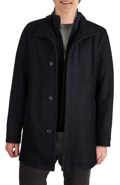 Cole Haan Signature Melton Wool Blend Topcoat In Navy