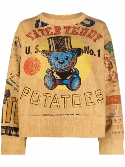 Moschino Potato Field Cotton Sweatshirt In Beige