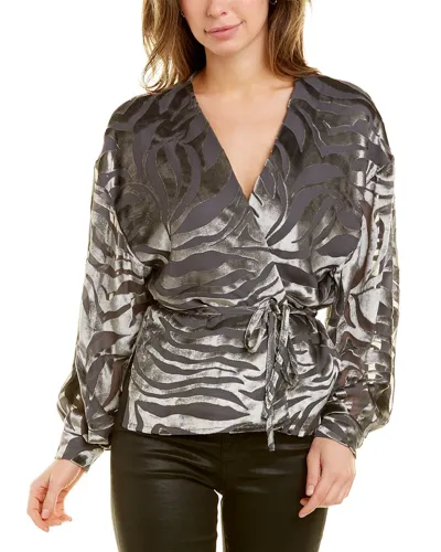 Iro Nurat Zebra Print Velvet Wrap Top In Grey