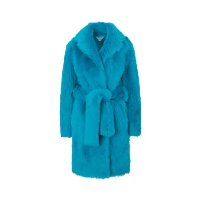 Bottega Veneta Shearling Coat In Light Blue