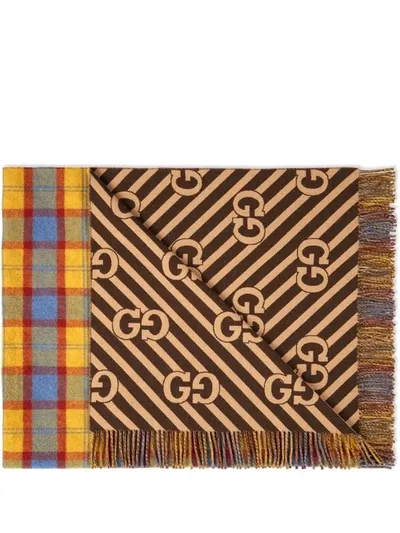 Gucci Double-sided Wool Blanket In Brown