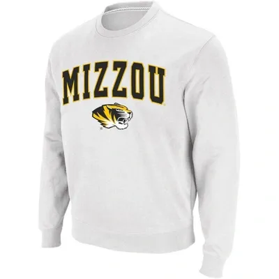 Colosseum Men's  White Missouri Tigers Arch And Logo Crew Neck Sweatshirt