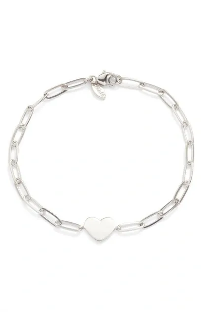 Anzie Amour Engravable Heart Pendant Bracelet In White Silver