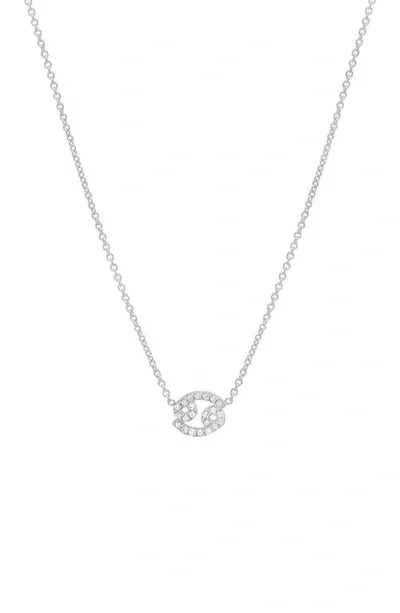 Bychari Diamond Zodiac Pendant Necklace In 14k White Gold - Cancer