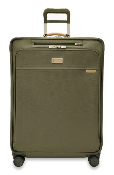 Briggs & Riley Baseline Large Expandable Spinner Suitcase In Olive