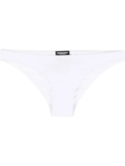 Dsquared2 Logo-print Thong Bikini Bottom In White