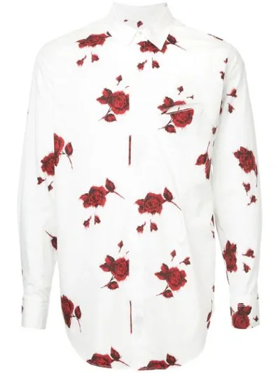 Bed J.w. Ford Rose Print Button Down Shirt In White