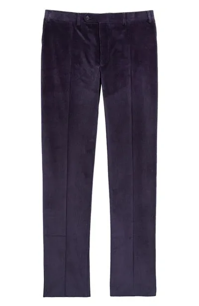 Canali Stretch Cotton Corduroy Trousers In Navy