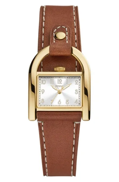 Fossil Women's Harwell Quartz Brown Leather Strap Watch, 28mm In Honey