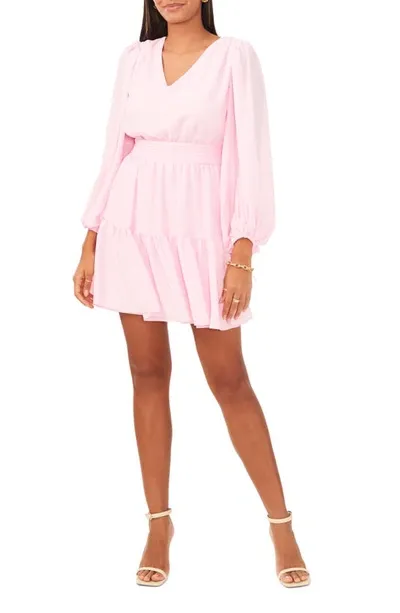 Chaus Long Sleeve Tiered Dress In Pink Horizon