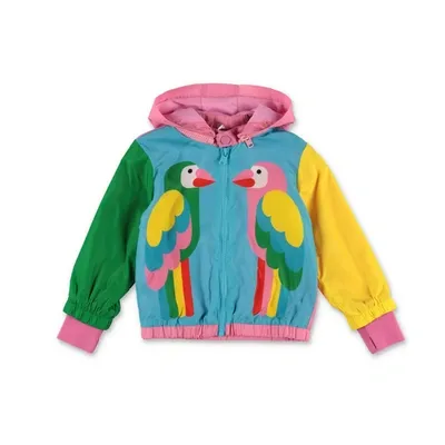 Stella Mccartney Kids Girls Colour Block Parrot Jacket In Blue