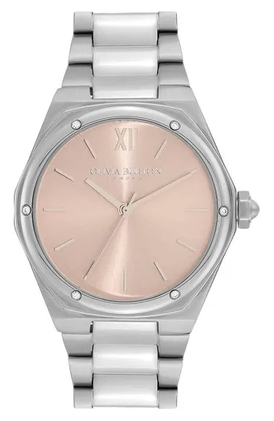 Olivia Burton Women's Sports Luxe Hexa Silver-tone Stainless Steel Watch 33mm