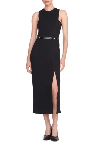 Staud Sharmila Belted Sleeveless Dress In Black