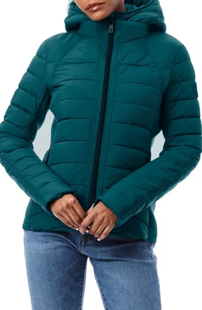 Bernardo Hooded Quilted Water Repellent Jacket In Poseidon