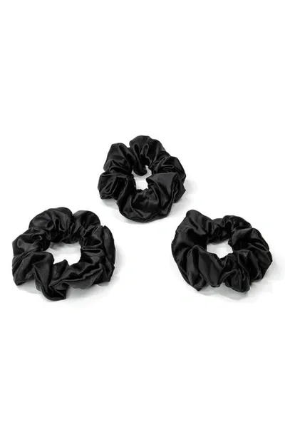 Blissy 3-pack Silk Scrunchies In Black