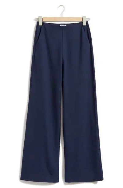 & Other Stories High Waist Wide Leg Pants In Blue Dark