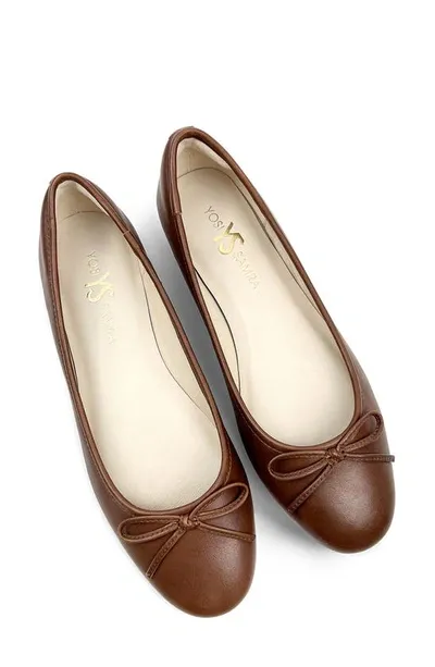 Yosi Samra Sadie Cap Toe Ballet Flat In Brown Leather