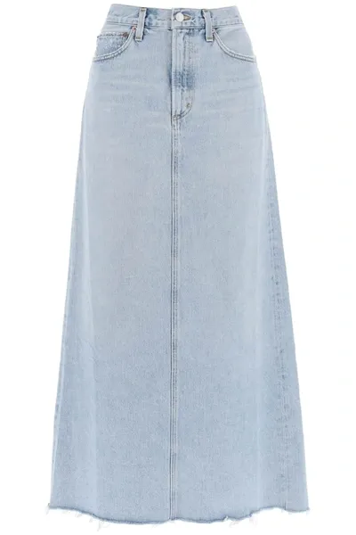 Agolde Hilla Maxi Skirt In Denim In Blue