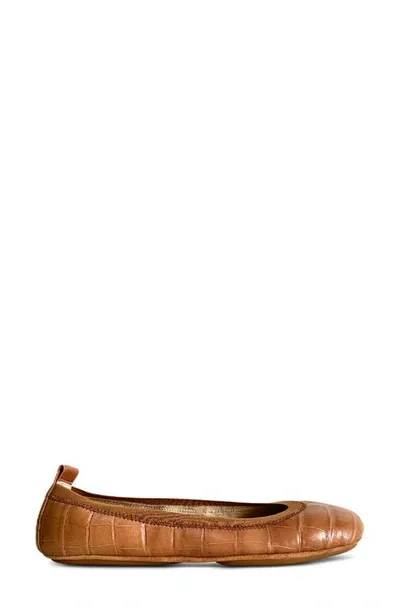 Yosi Samra Samara Foldable Ballet Flat In Brown Croco