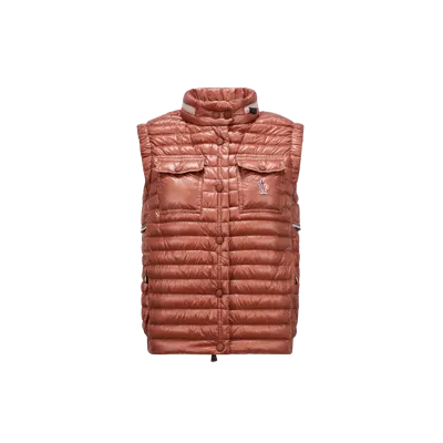 Moncler Brown Gumiane Down Vest In Light Brown