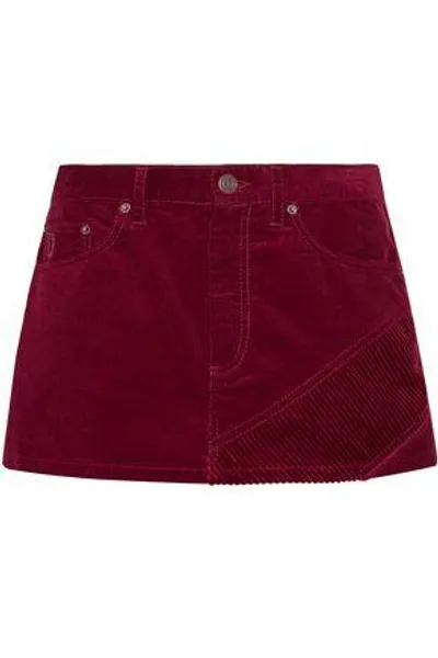 Marc Jacobs Paneled Cotton-corduroy Mini Skirt In Burgundy