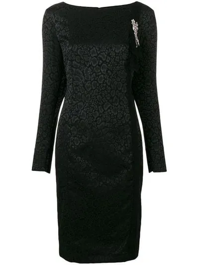 Cavalli Class Longsleeved Animal Print Dress In Black