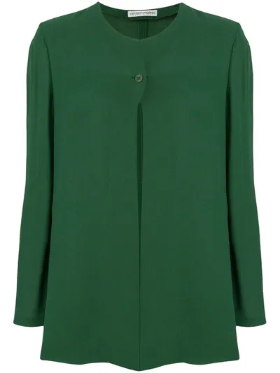 Pre-owned Giorgio Armani Collarless Fluid Jacket In Green