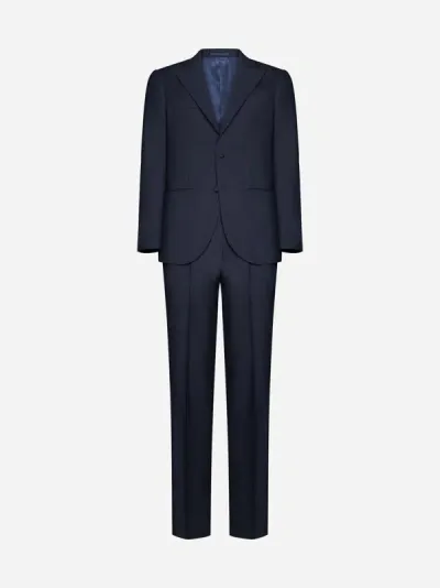 D4.0 Single-breasted Two-piece Suit In Dark Blue