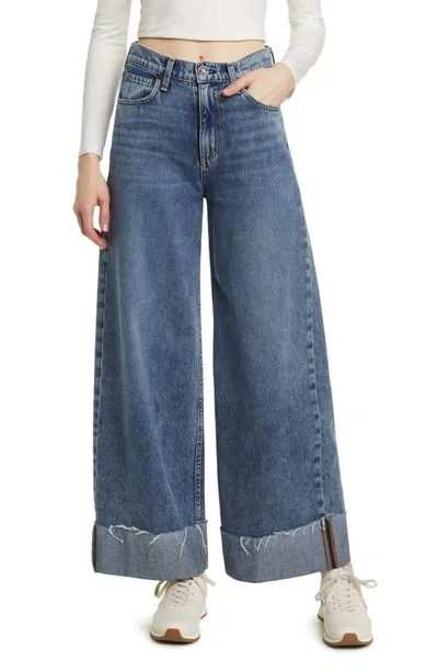 Rag & Bone Sofie Cuffed High Waist Wide Leg Jeans In Pebbles