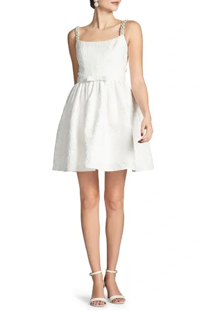 Sachin & Babi Serena Beaded Strap Floral Jacquard Cocktail Minidress In White